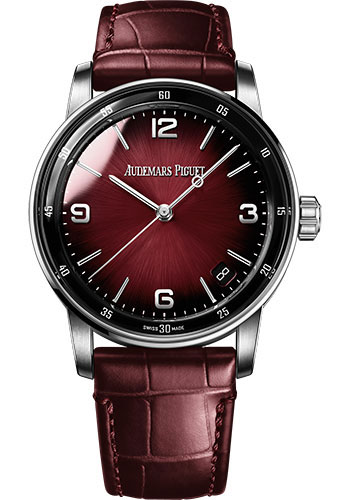 Audemars Piguet Code 11.59 by Audemars Piguet - Chronograph - 41mm White Gold Case - Burgundy Dial - Burgundy Alligator Strap