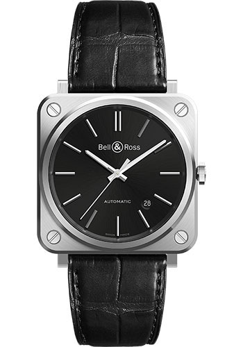 Bell & Ross BR S-92 Black Steel Watch - Alligator Strap