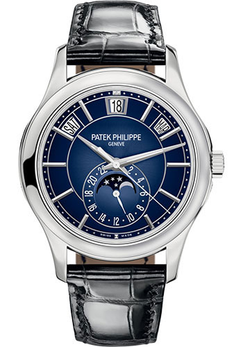 Patek Philippe Complications Annual Calendar Moon Phases - White Gold - Blue Sunburst Dial