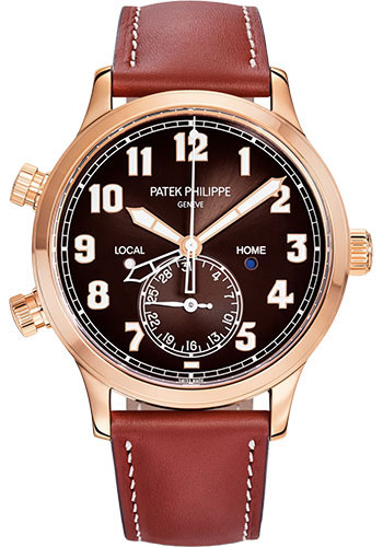 Patek Philippe Complications Calatrava Pilot Travel Time - 37.5mm - Rose Gold - Brown Sunburst Dial