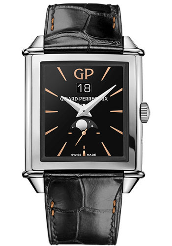 Girard-Perregaux Vintage 1945 Infinity Edition Watch - 36.10 x 35.25mm Steel Case - Onyx Dial - Alligator Strap Limited Edition