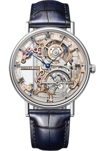Breguet Classique Tourbillon Extra-Plat Squelette 5395 - Platinum Case - Skeleton Dial - Blue Leather Strap
