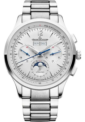 Jaeger-LeCoultre Master Control Chronograph Calendar - Stainless Steel Case - Silvered Grey Dial - Interchangeable Light-Brown Strap - Bracelet
